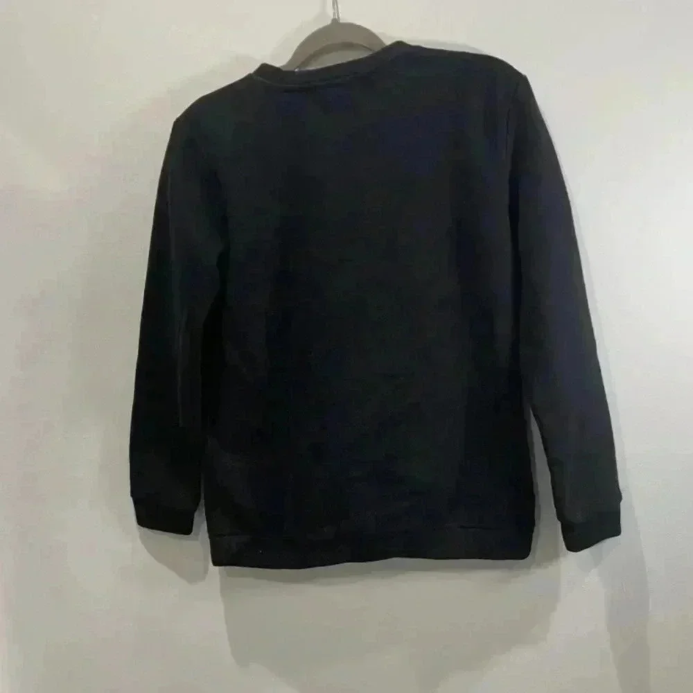 Glamorous Black Sweatshirt with Gold Fringe Tassels Size Xs